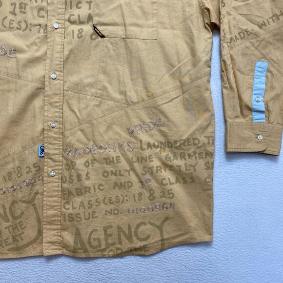 VINTAGE Akademiks Shirt Mens 3XL Tan All Over Print Hip Hop Rap Y2K - Picture 7 of 16